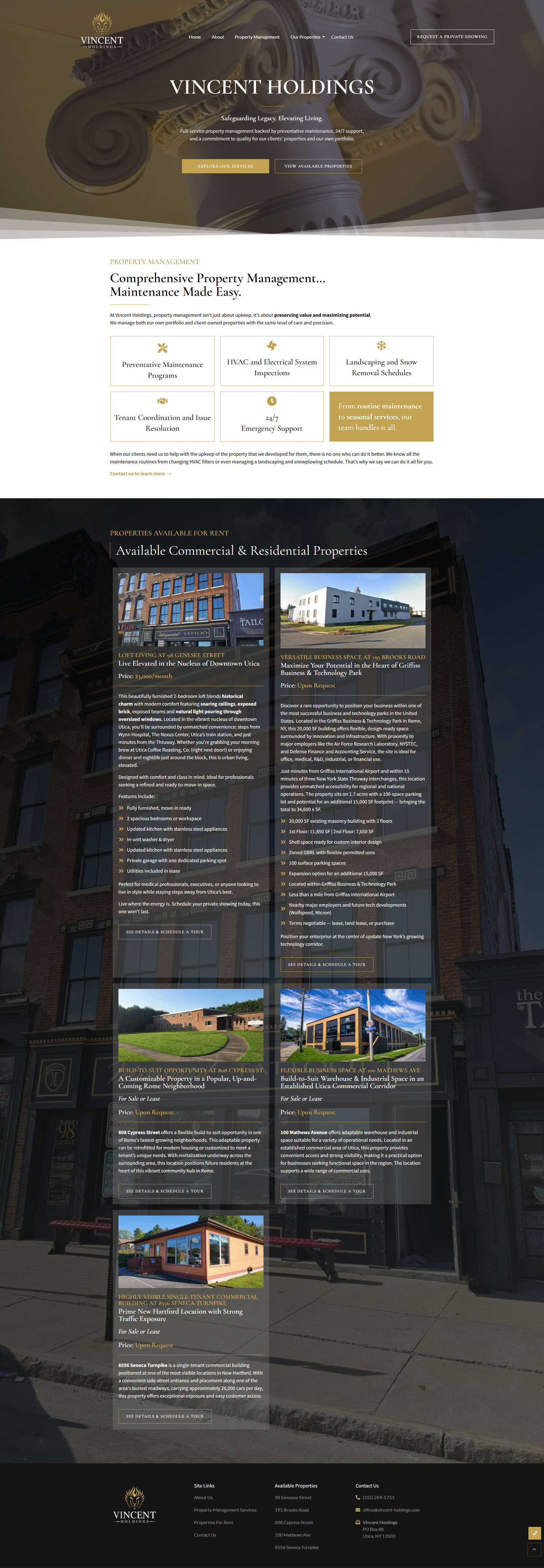 Vincent Holdings website preview